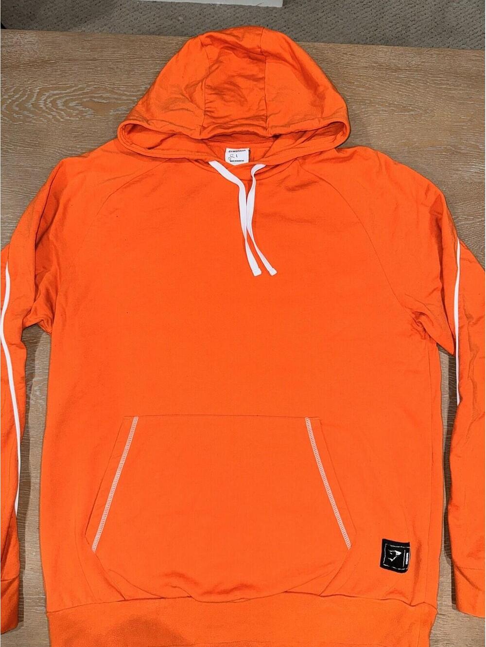 Gymshark Performance Orange Pullover Hoodie Gym Casual Athletic Mens Size LARGE